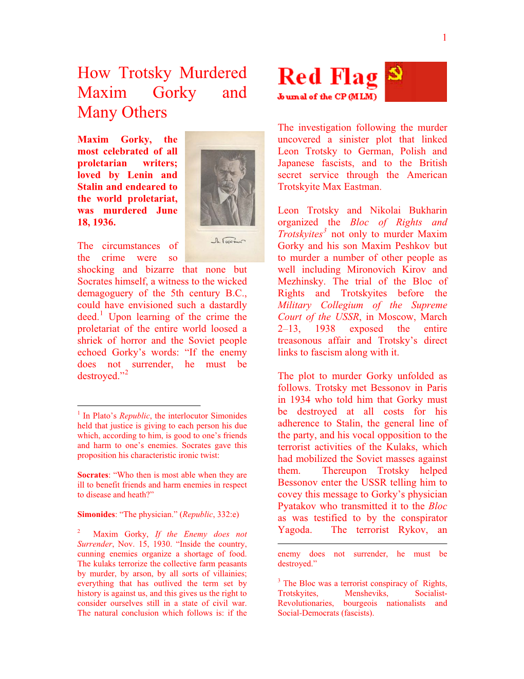 How Trotsky Murdered Maxim Gorky and Many Others