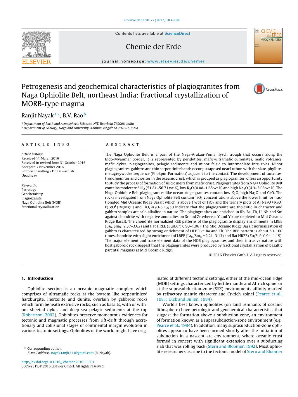 Petrogenesis and Geochemical Characteristics of Plagiogranites From