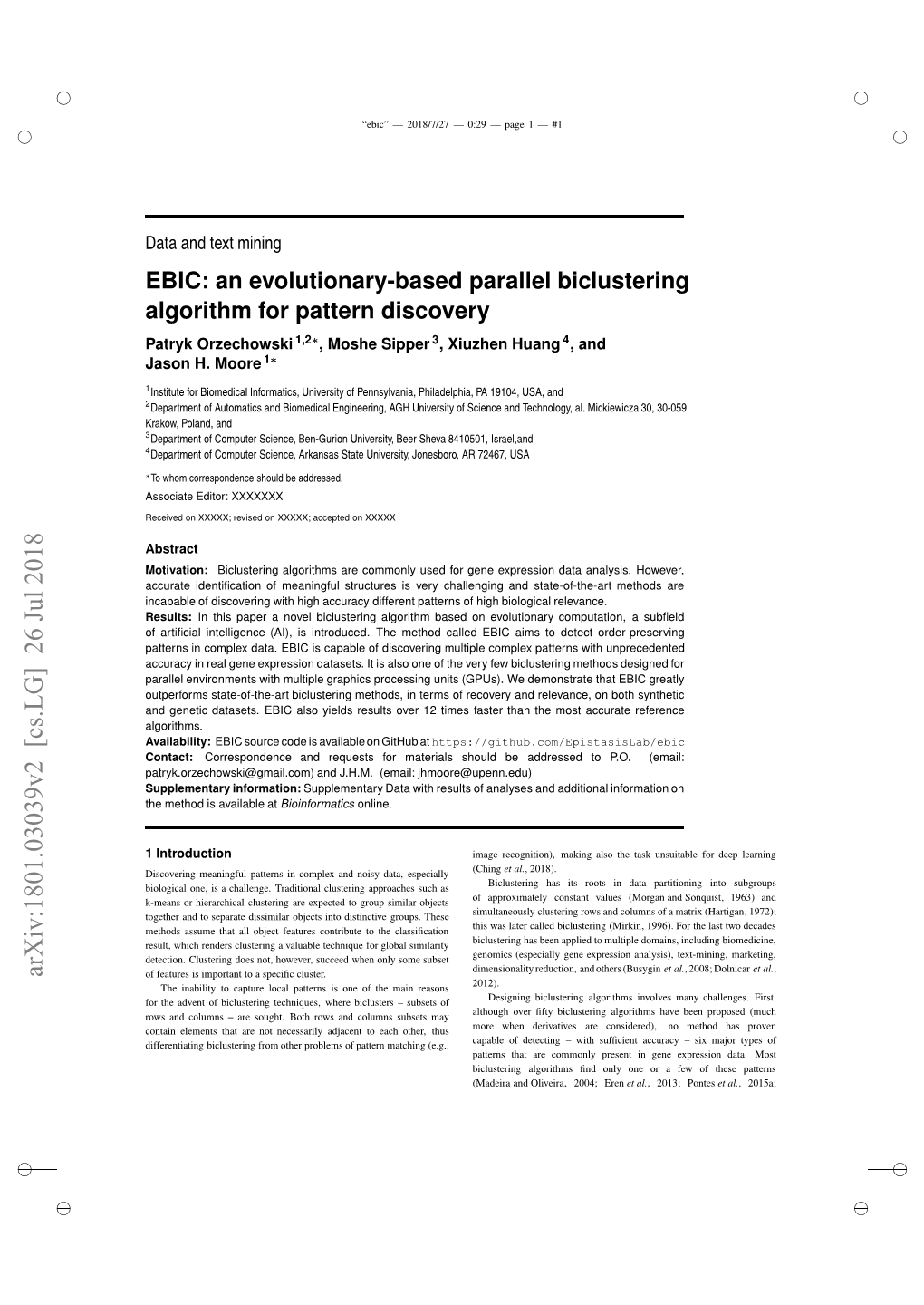 Arxiv:1801.03039V2 [Cs.LG] 26 Jul 2018 ✐ ✐ ✐ H Ehdi Vial at Available Is Method the Upeetr Information: Jhmoor Supplementary (Email: J.H.M