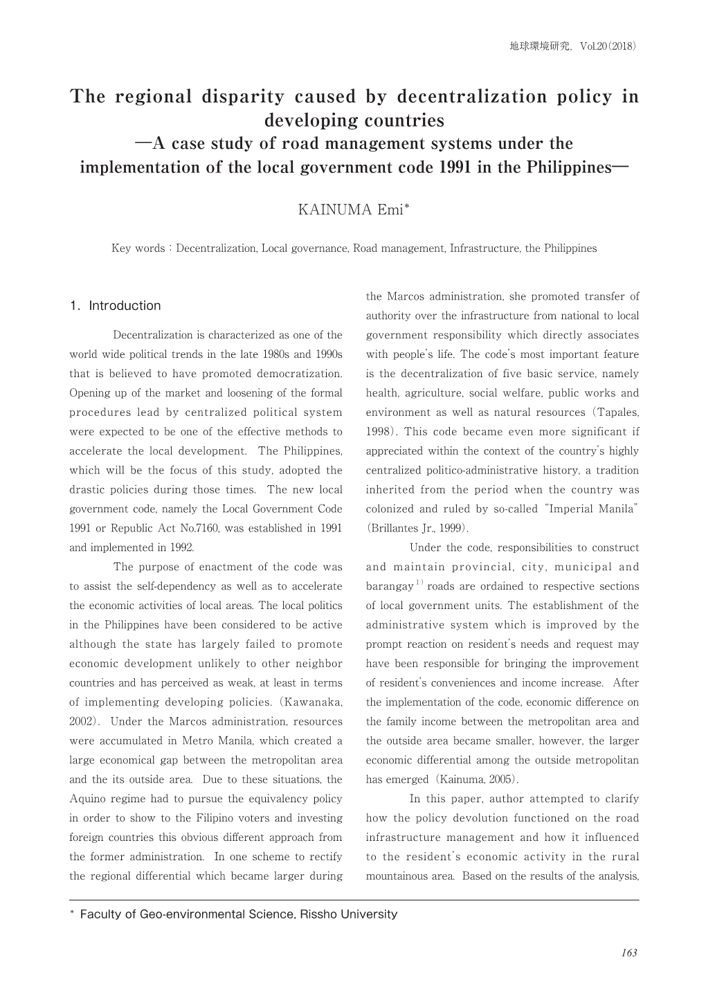 The Regional Disparity Caused by Decentralization Policy In