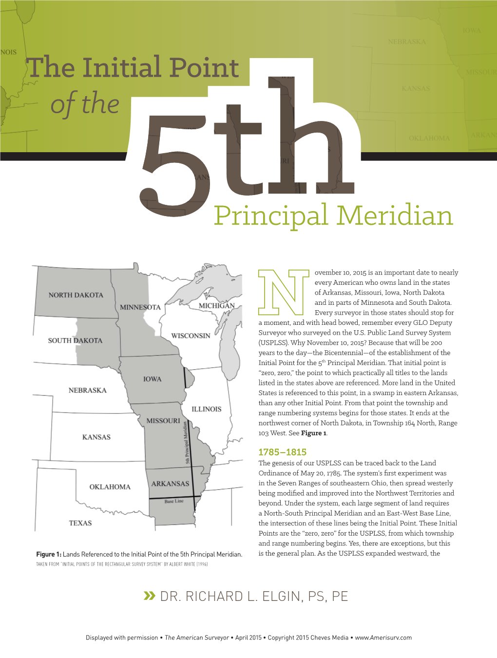 Principal Meridian the Initial Point Of