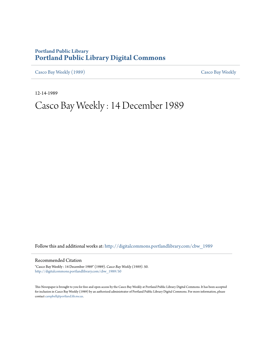 Casco Bay Weekly (1989) Casco Bay Weekly