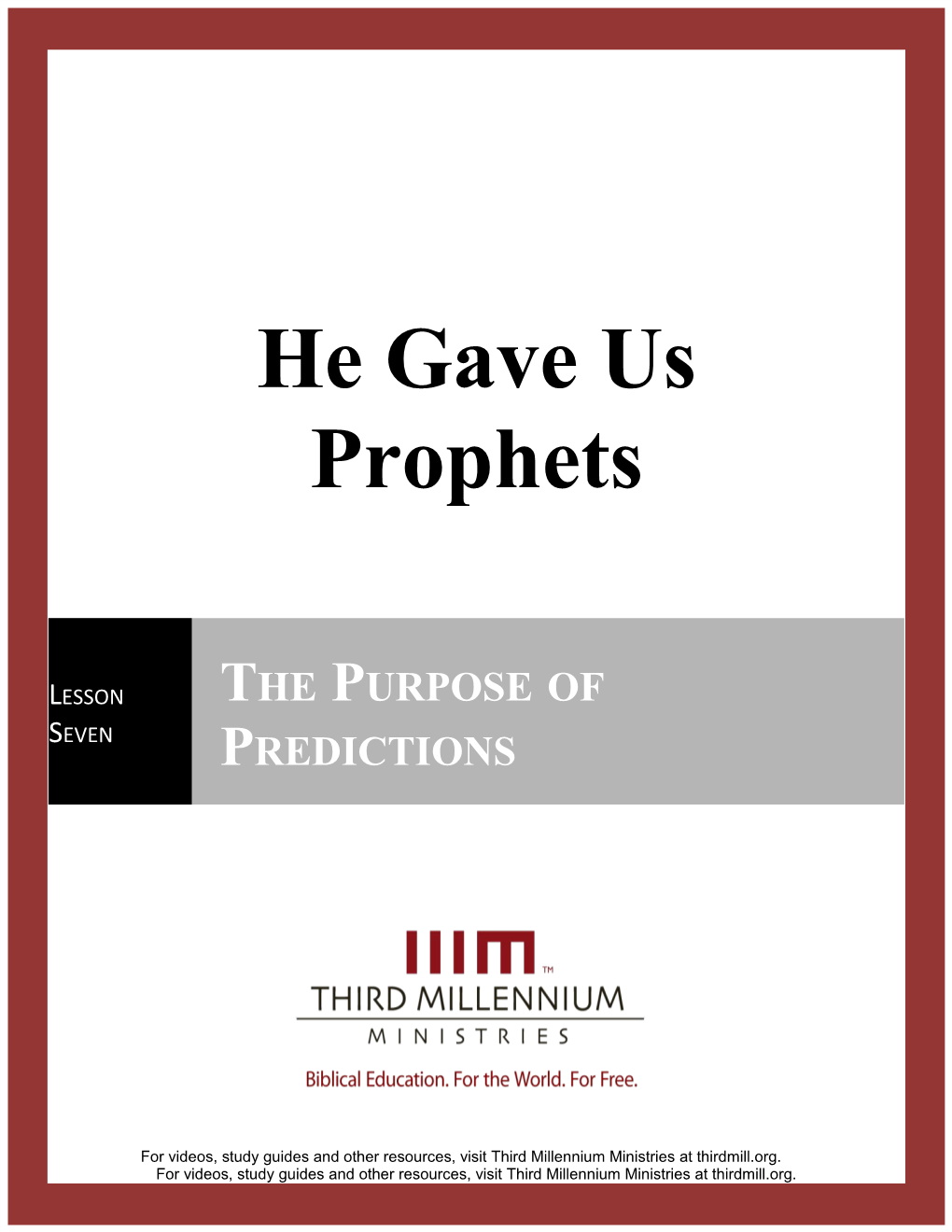 He Gave Us Prophets, Lesson 7