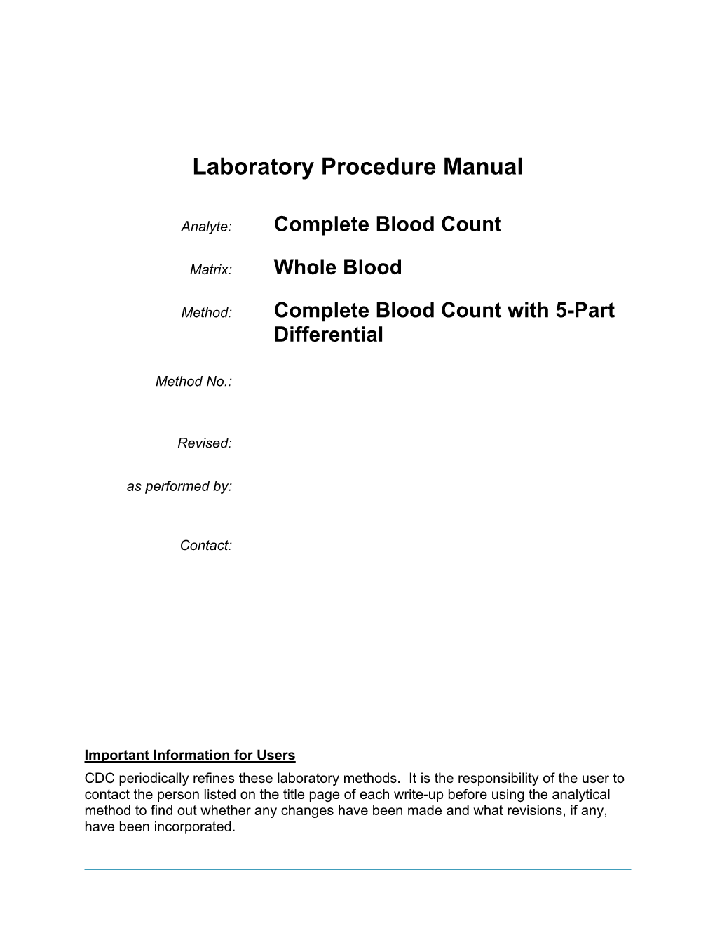 Complete Blood Count with 5-Part Differential