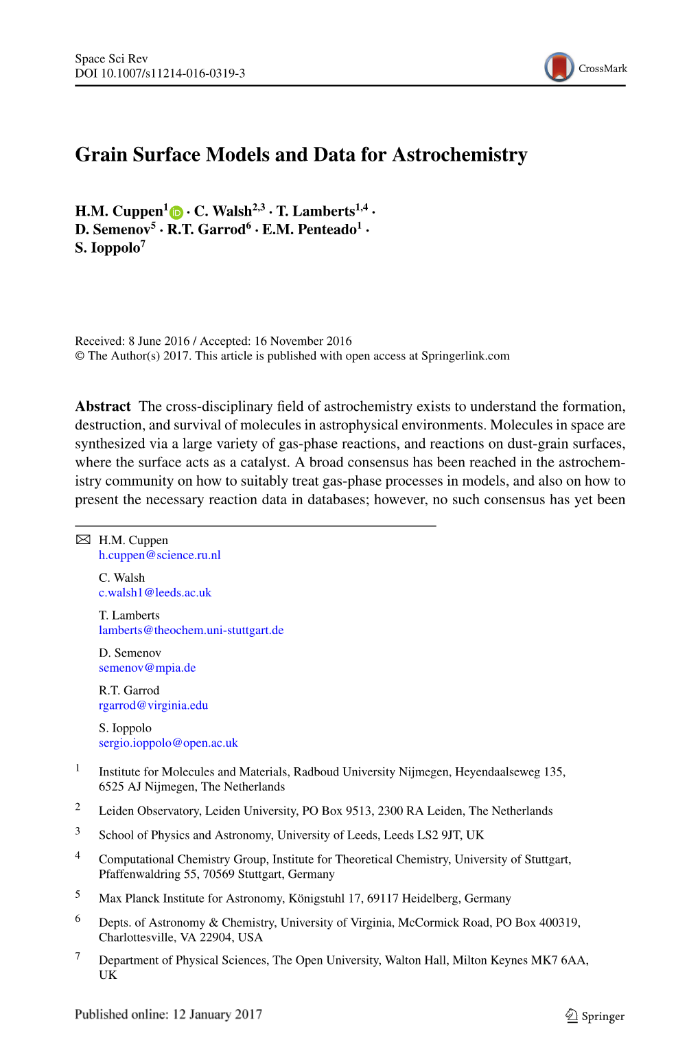 Grain Surface Models and Data for Astrochemistry