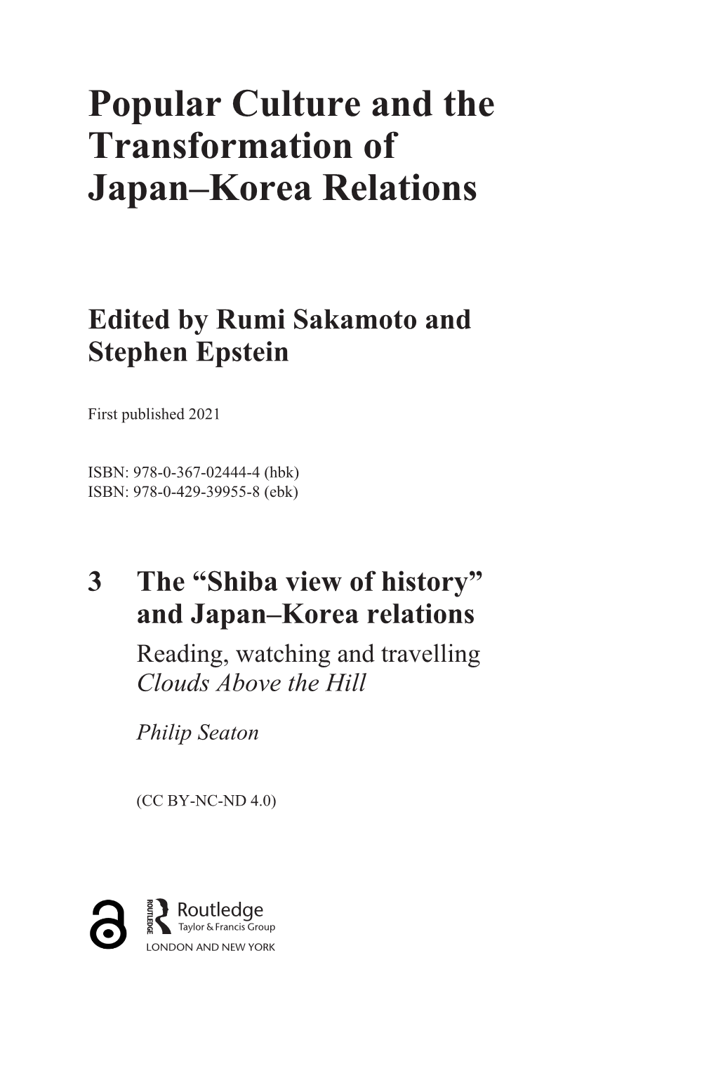Popular Culture and the Transformation of Japan–Korea Relations