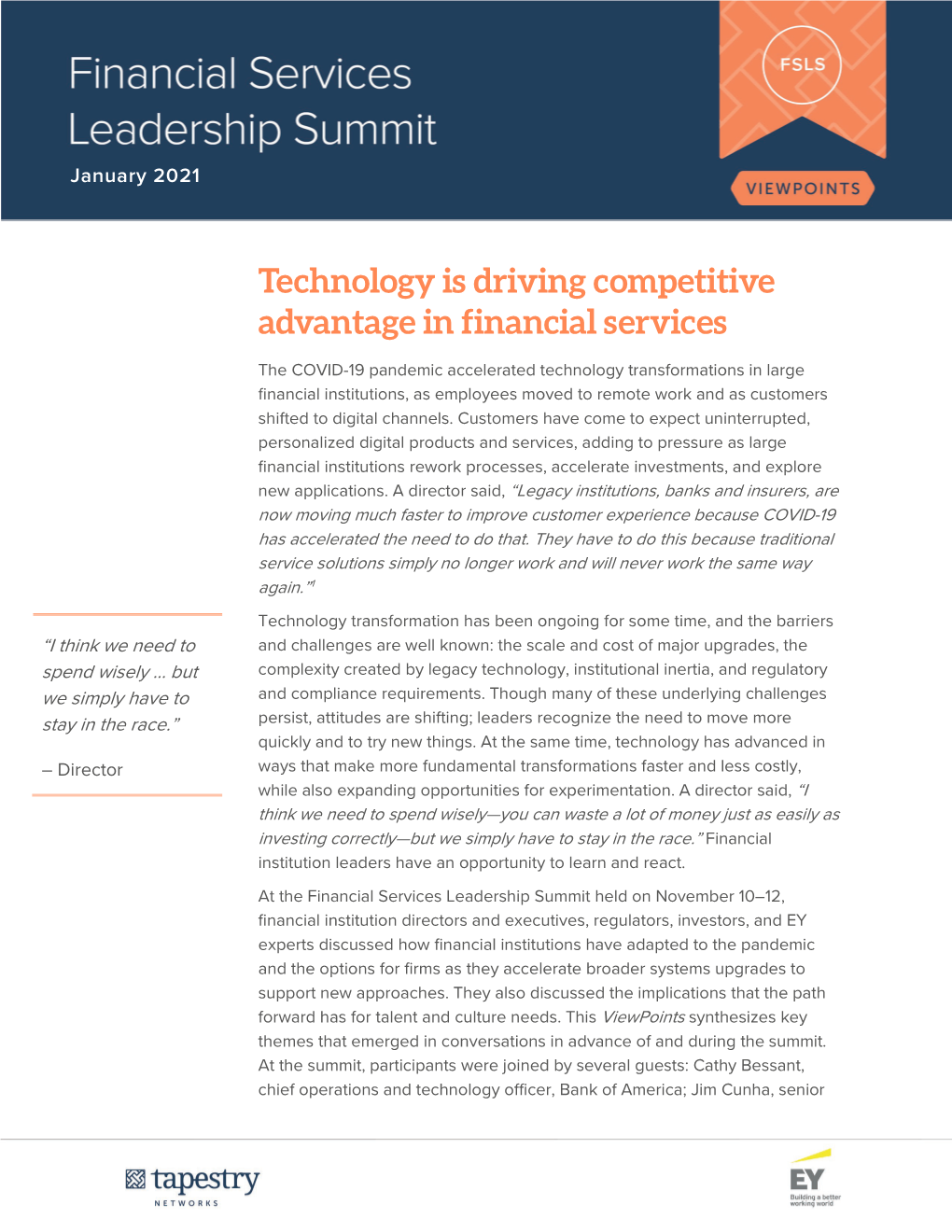 Technology Is Driving Competitive Advantage in Financial Services (Pdf)