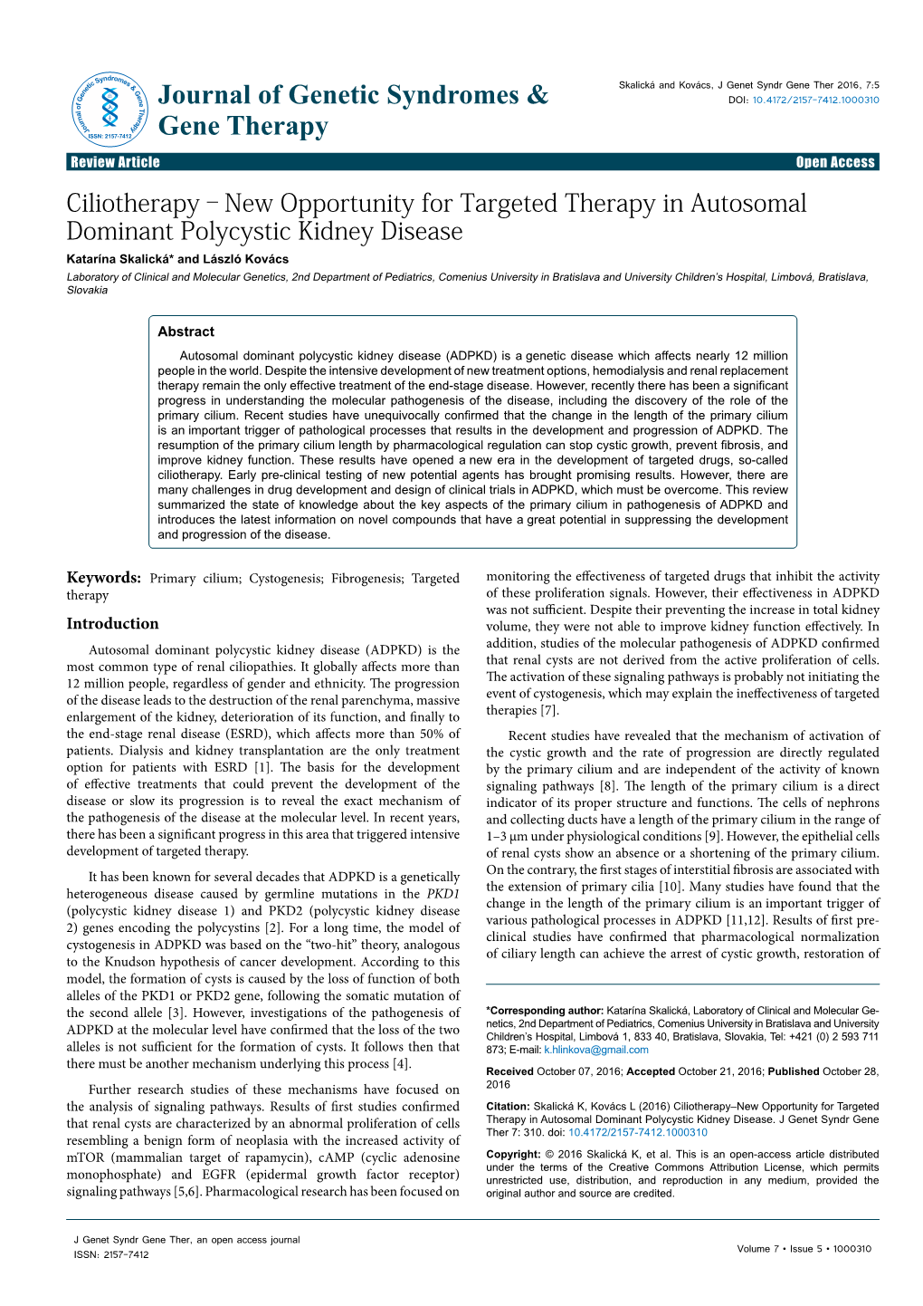 Ciliotherapy–New Opportunity for Targeted Therapy in Autosomal