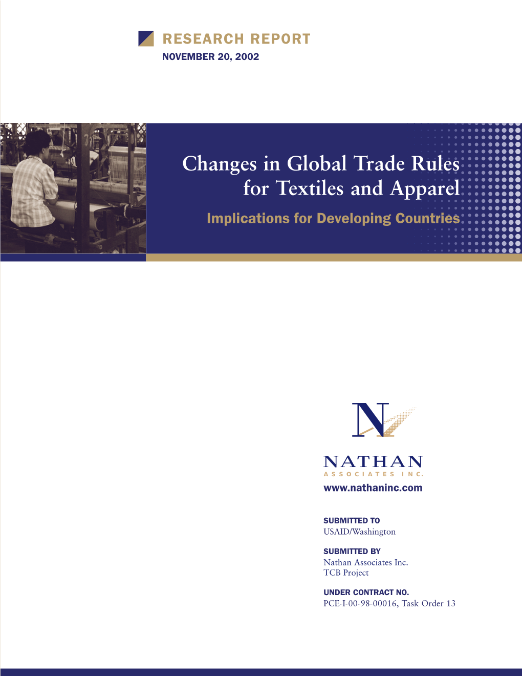 Changes in Global Trade Rules for Textiles and Apparel Implications for Developing Countries