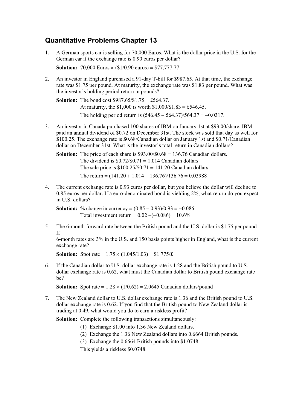 Quantitative Problems Chapter 13