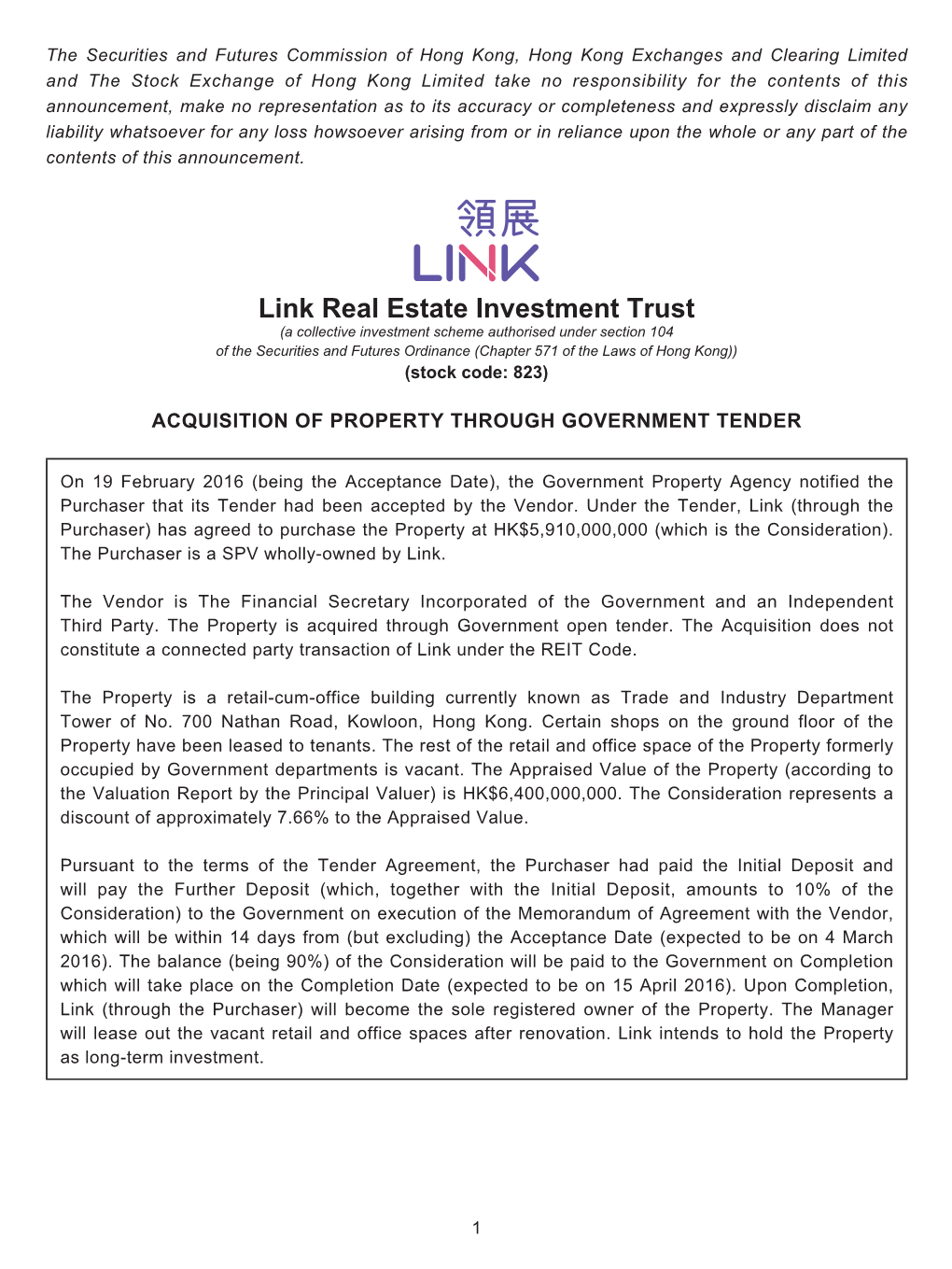 Link Real Estate Investment Trust