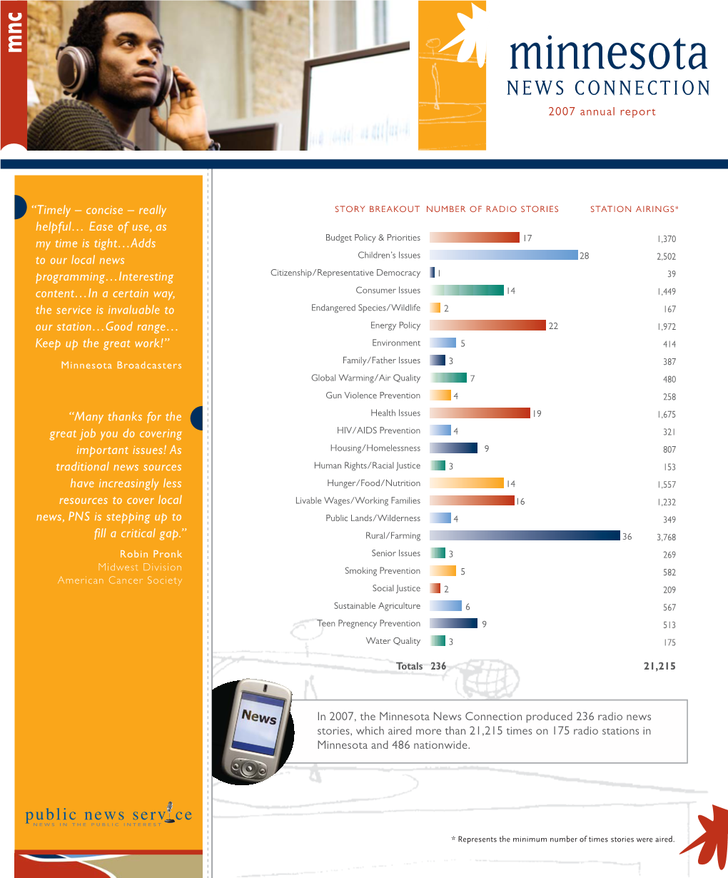 Minnesota NEWS CONNECTION 2007 Annual Report
