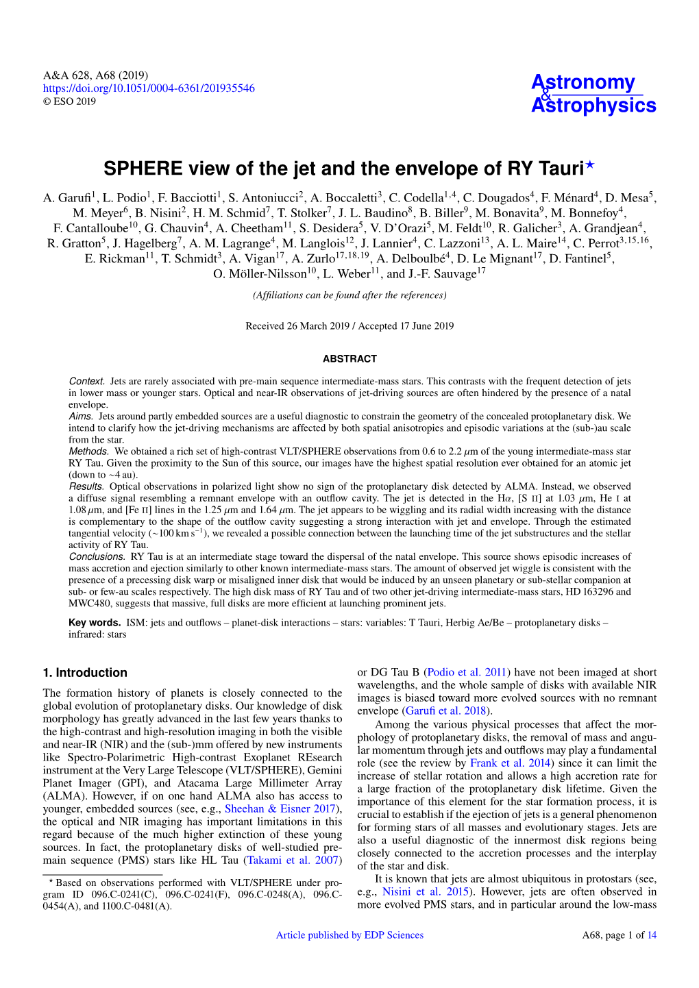 SPHERE View of the Jet and the Envelope of RY Tauri? A