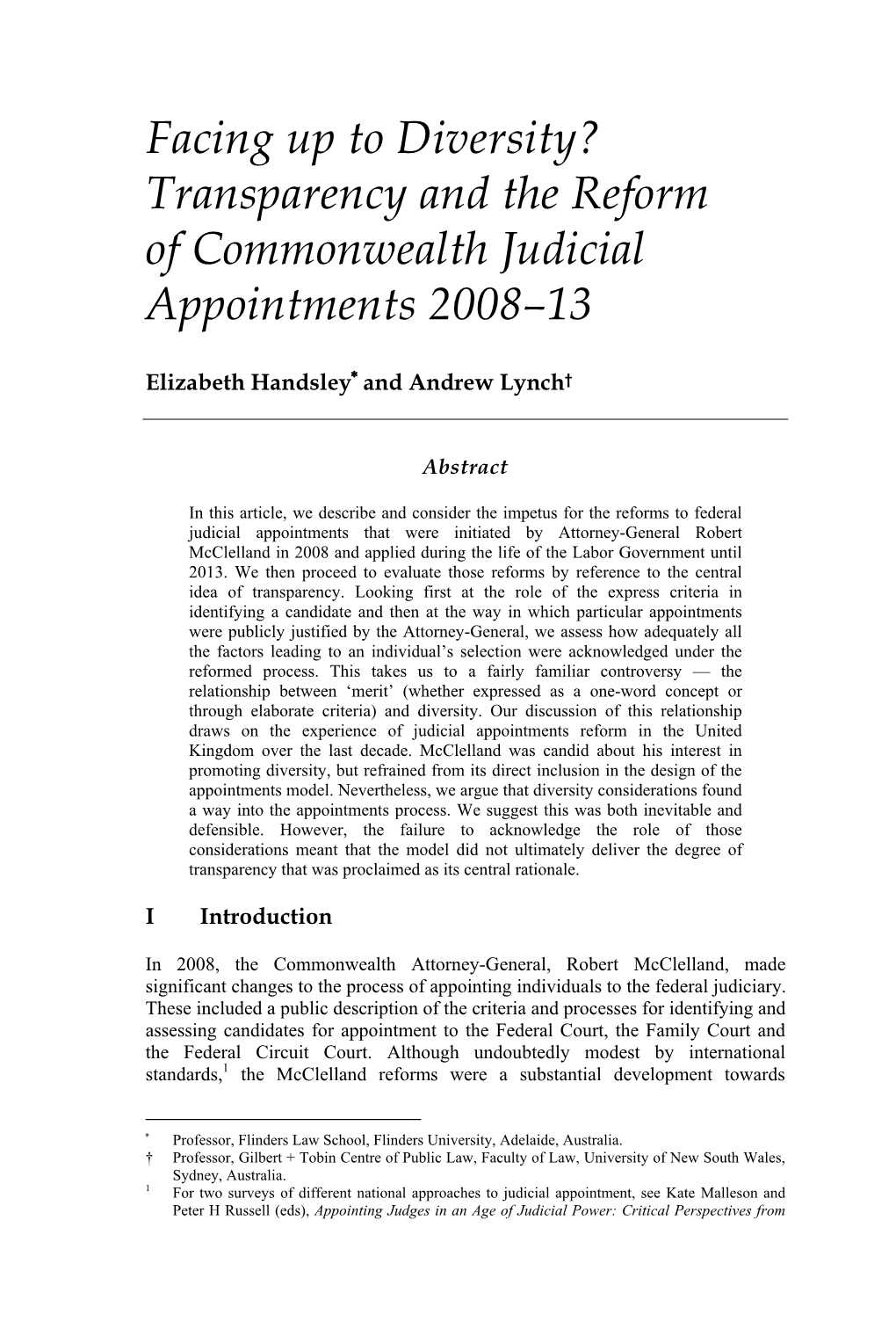 Transparency and the Reform of Commonwealth Judicial Appointments 2008–13