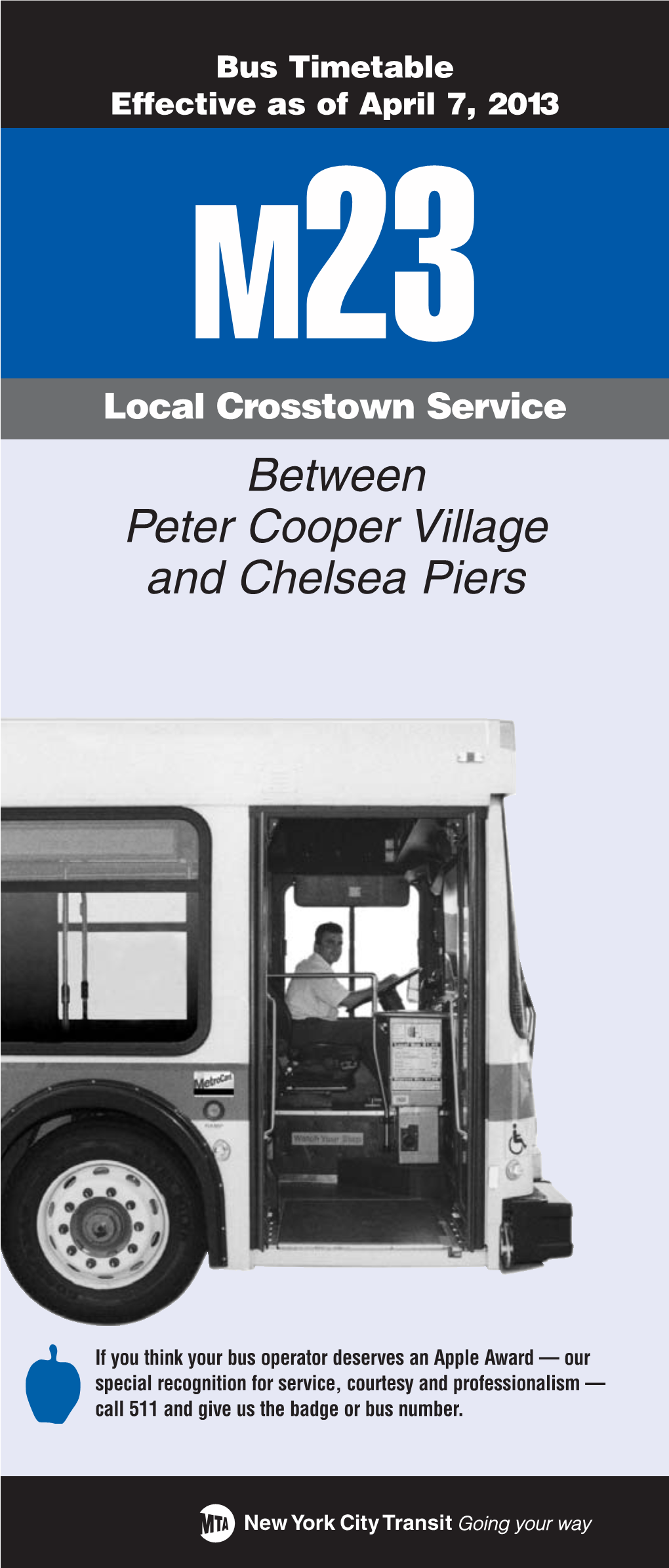 M23 Local Crosstown Service Between Peter Cooper Village and Chelsea Piers