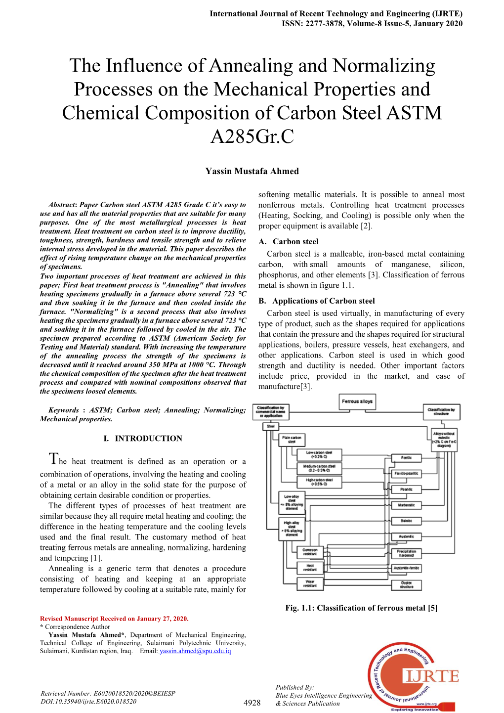 The Influence of Annealing and Normalizing Processes on the Mechanical Properties and Chemical Composition of Carbon Steel ASTM A285gr.C