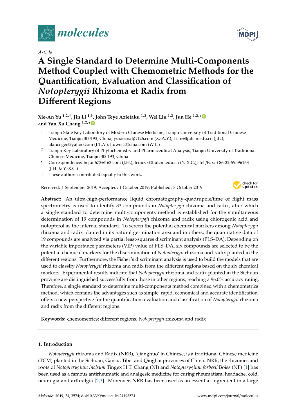 A Single Standard to Determine Multi-Components