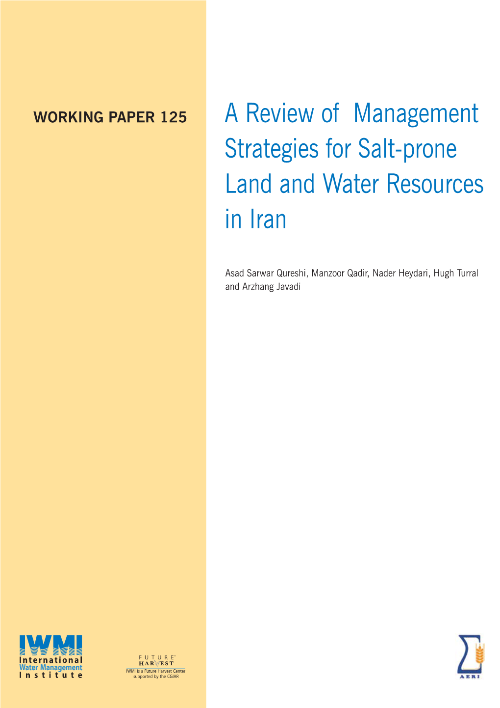 A Review of Management Strategies for Salt-Prone Land and Water Resources in Iran