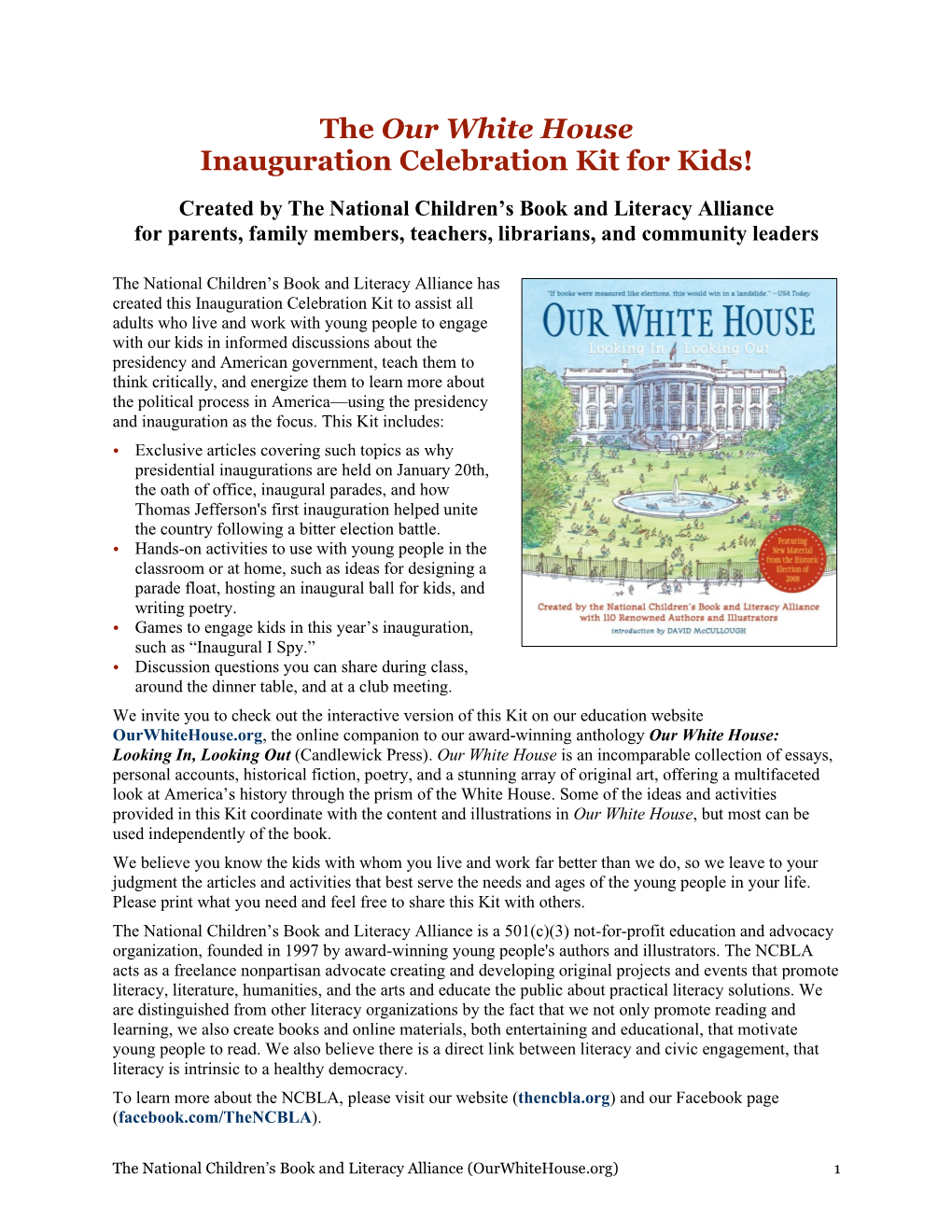 The Our White House Inauguration Celebration Kit for Kids!