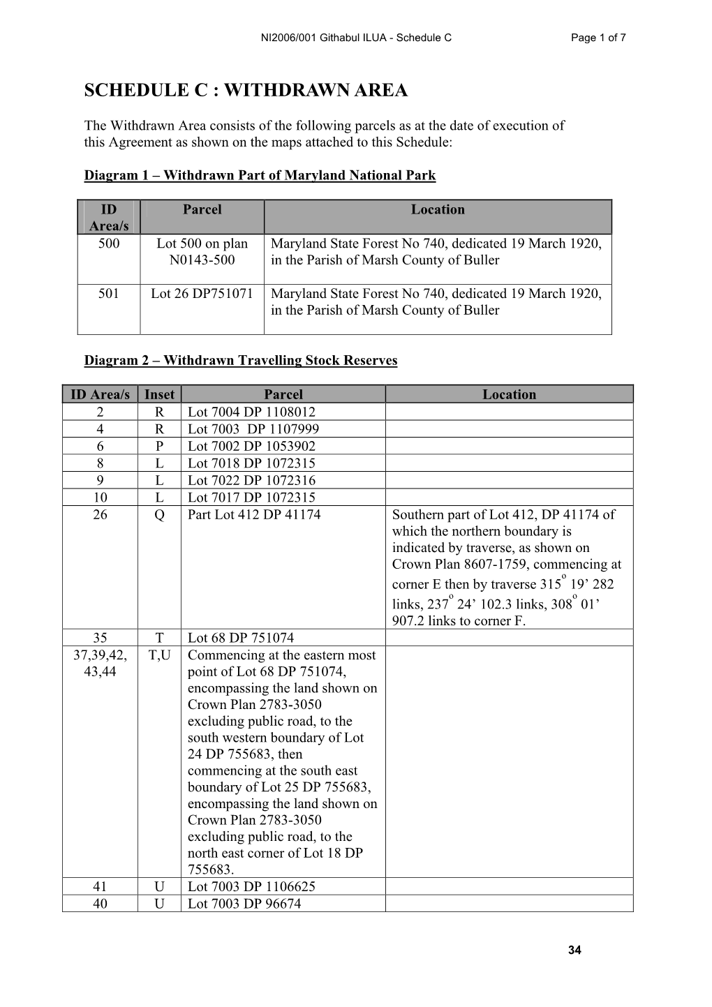 Schedule C : Withdrawn Area