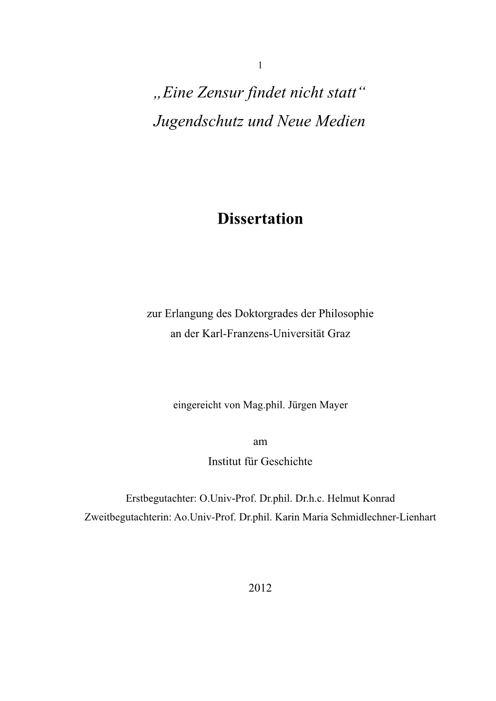 Jugendschutz Und Neue Medien Dissertation