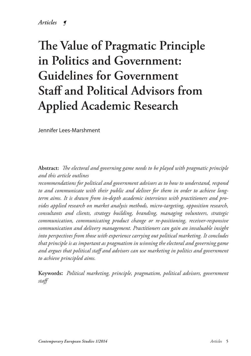 Guidelines for Government Staff and Political Advisors from Applied