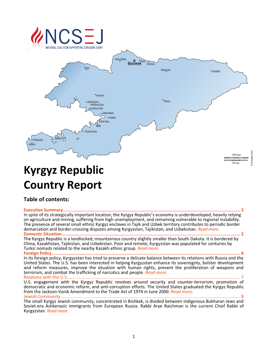 Kyrgyz Republic Country Report Table of Contents
