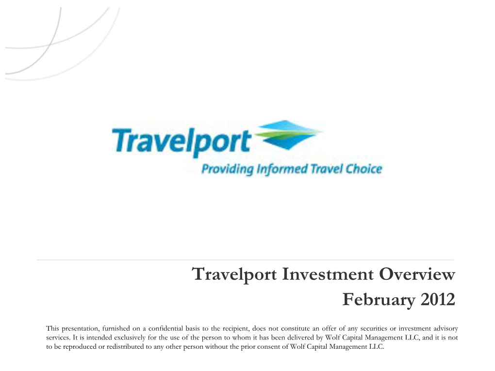 Travelport Investment Overview February 2012