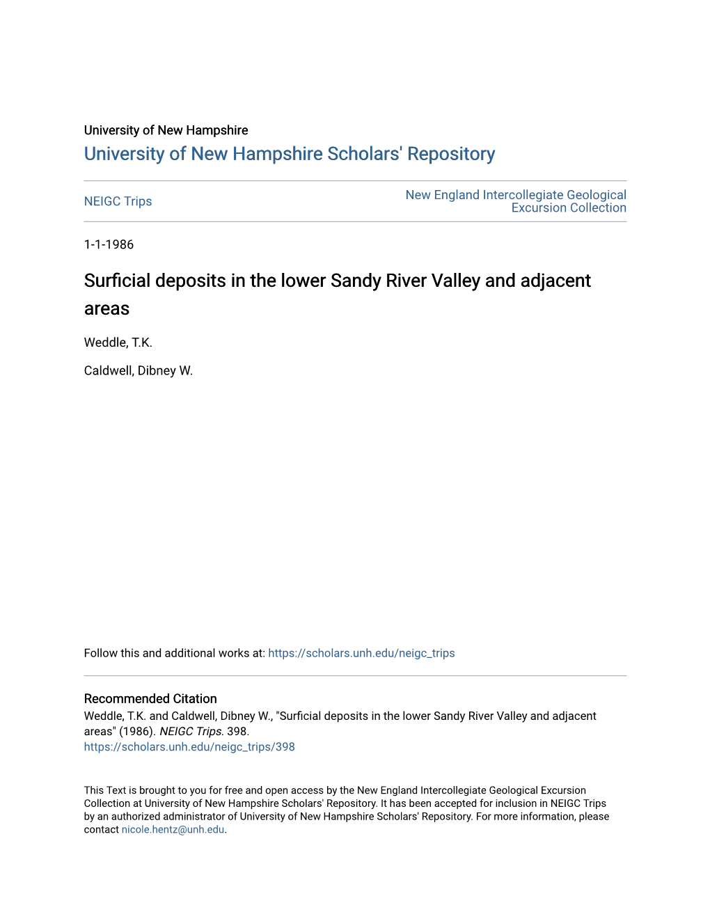 Surficial Deposits in the Lower Sandy River Valley and Adjacent Areas