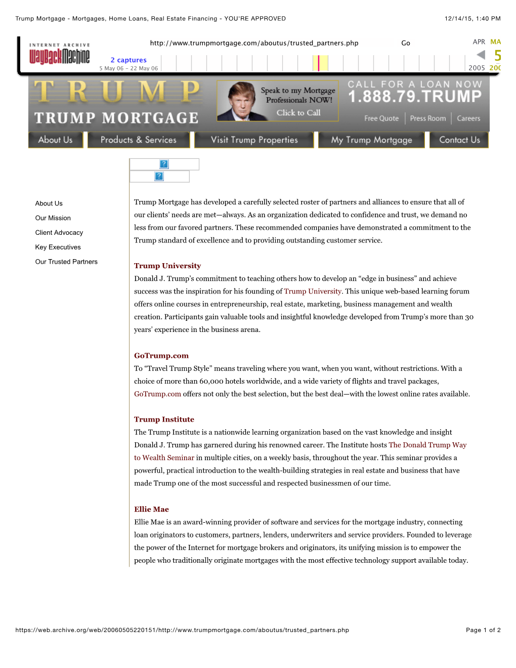 Trump Mortgage - Mortgages, Home Loans, Real Estate Financing - YOU're APPROVED 12/14/15, 1:40 PM