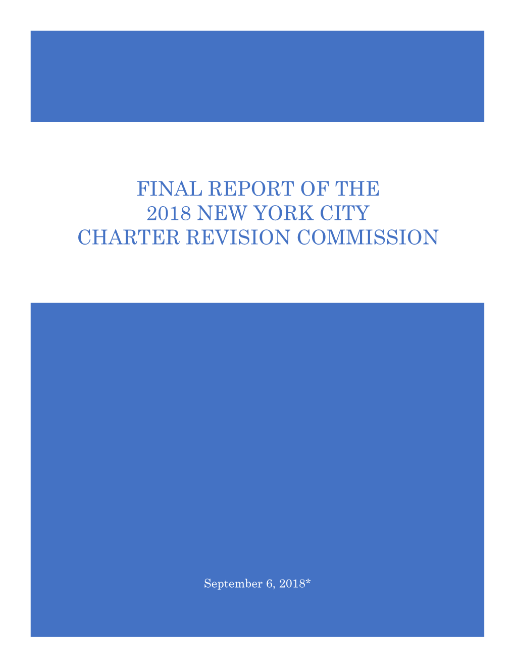 Final Report of the 2018 New York City Charter Revision Commission