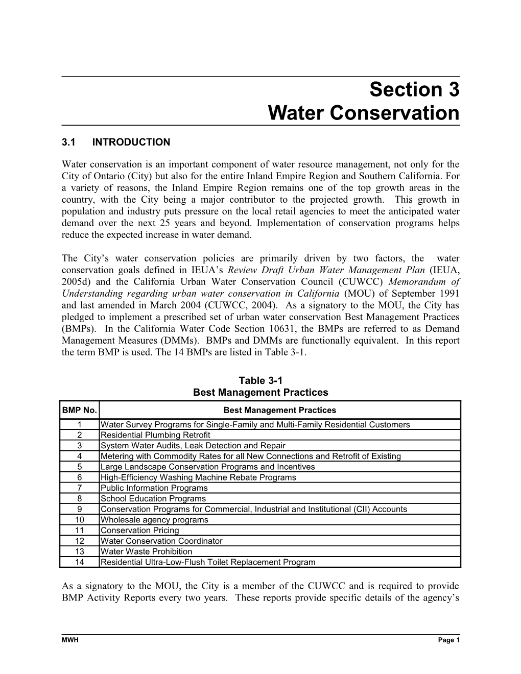 Section 3 Water Conservation