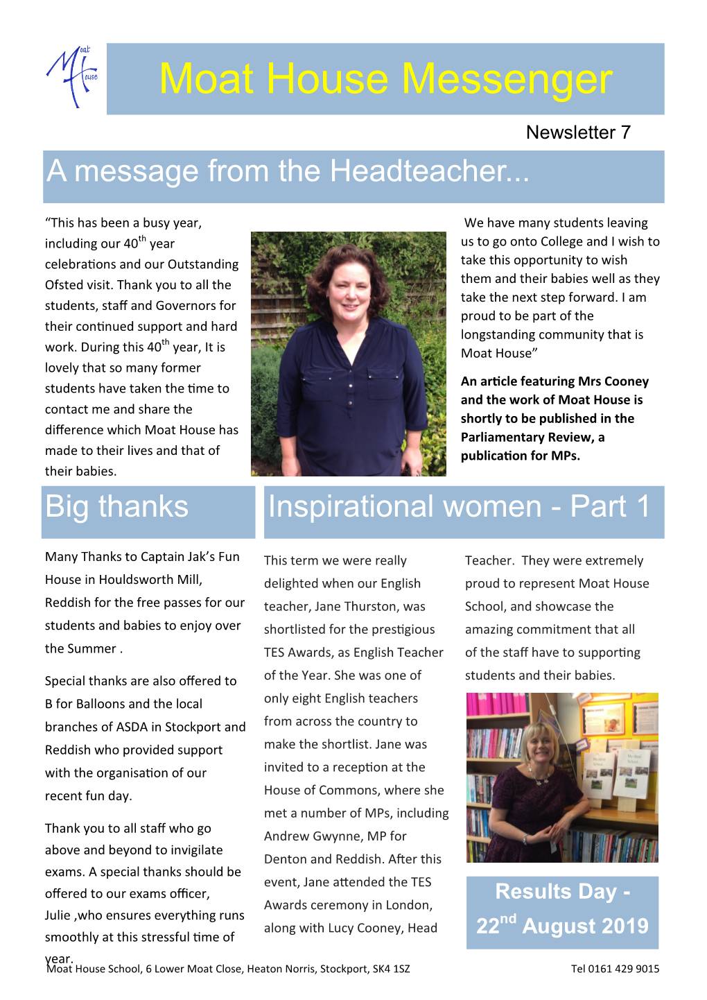 Newsletter 7 a Message from the Headteacher