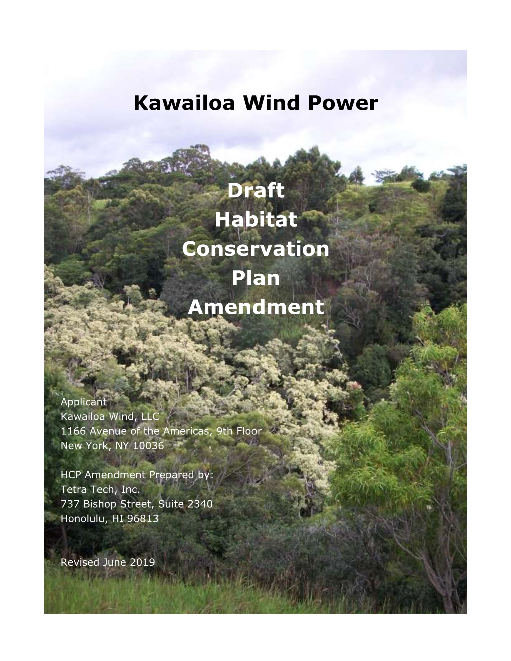 Kawailoa Wind Power HCP Draft Amendment