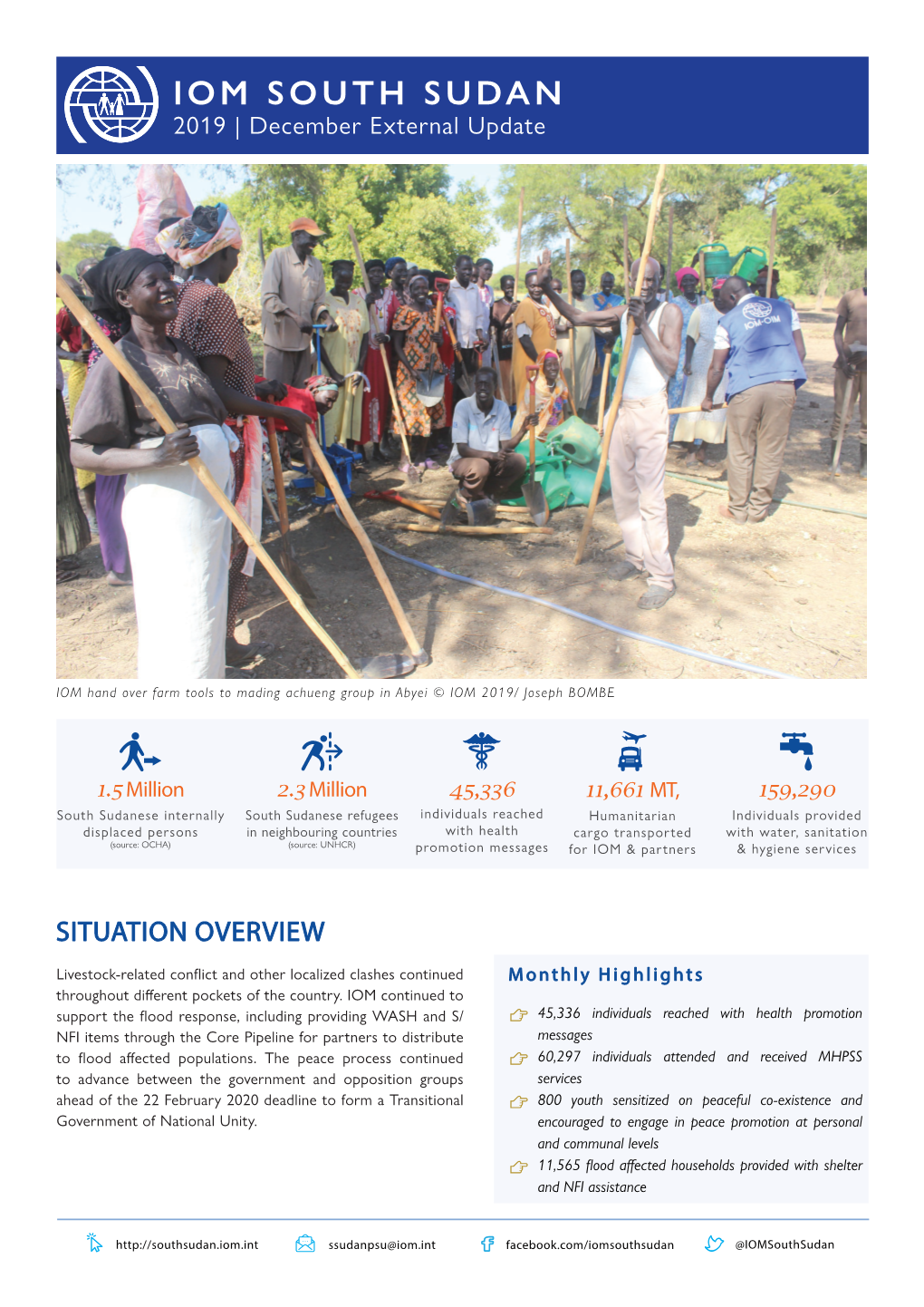 IOM SOUTH SUDAN 2019 | December External Update