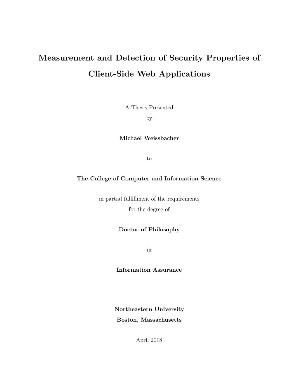 Measurement and Detection of Security Properties of Client-Side Web Applications