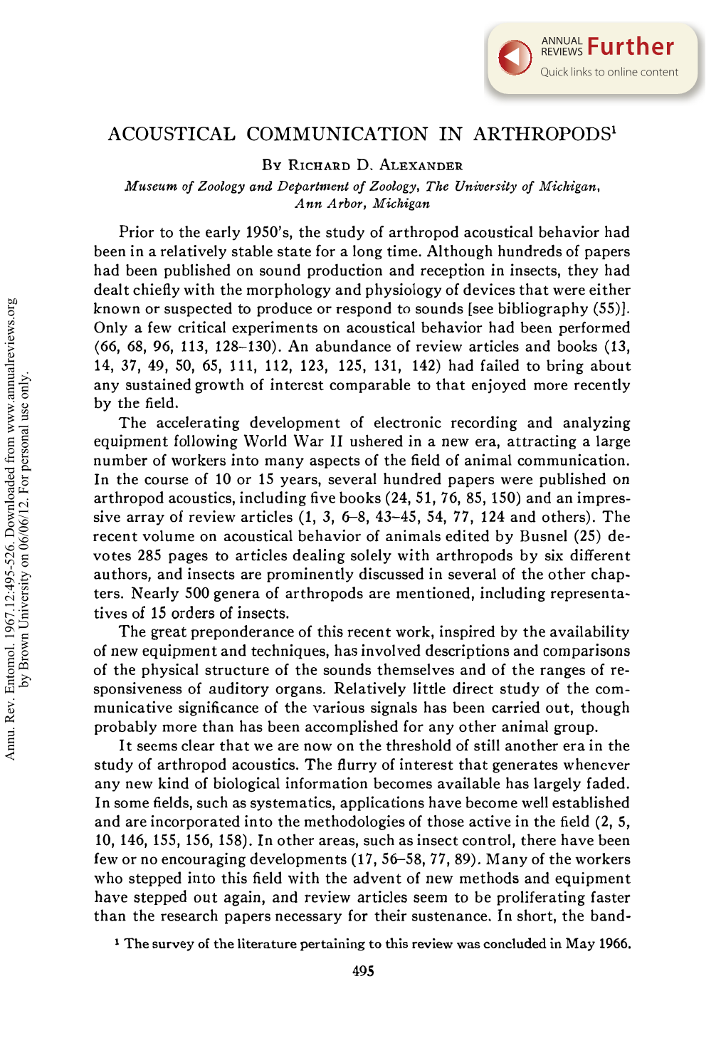 Acoustical Communication in Arthropods1