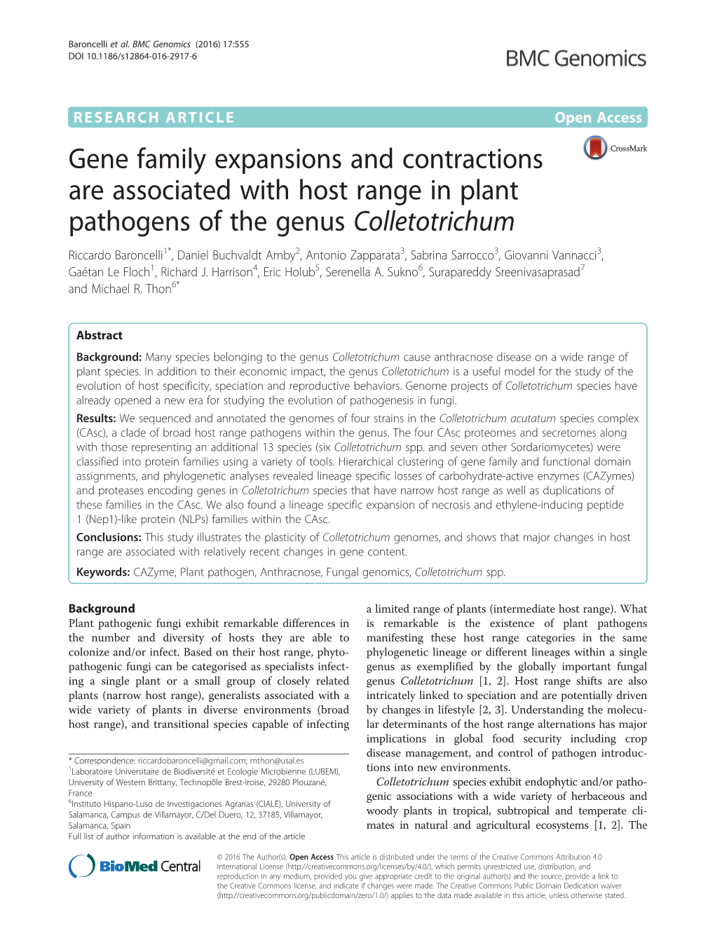 Gene Family Expansions and Contractions Are Associated With