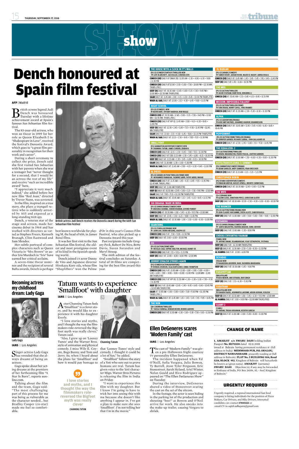 Dench Honoured at Spain Film Festival