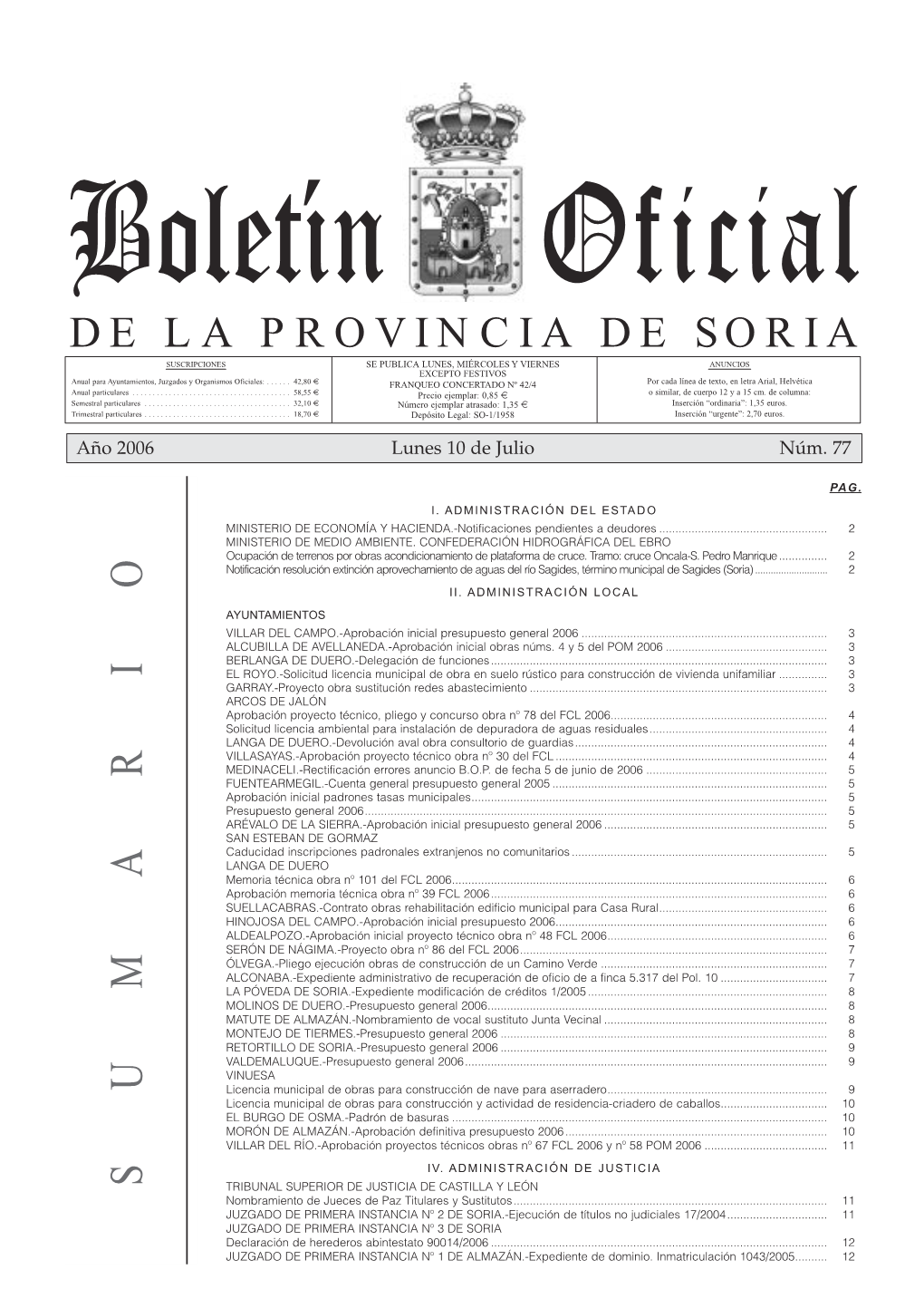 SUMARIO TRIBUNAL SUPERIOR DE JUSTICIA DE CASTILLA Y LEÓN Nombramiento De Jueces De Paz Titulares Y Sustitutos