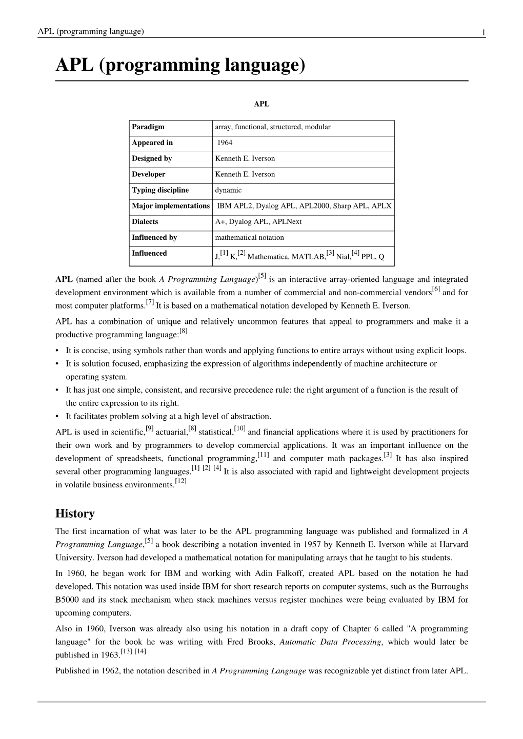 Programming Language) 1 APL (Programming Language)