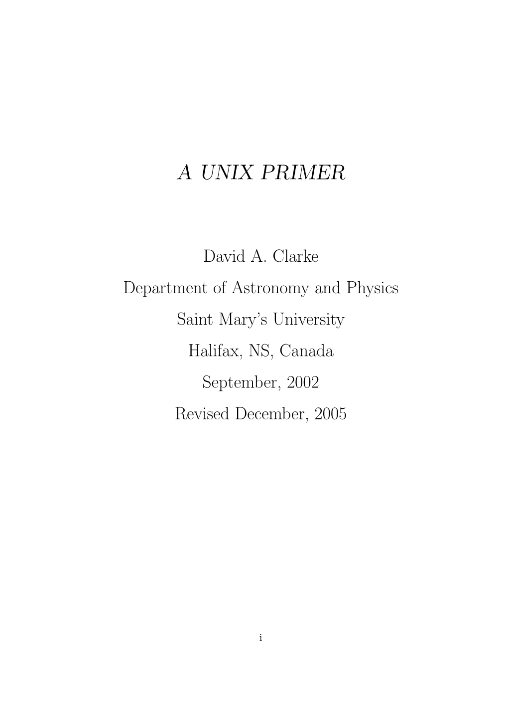 A Unix Primer