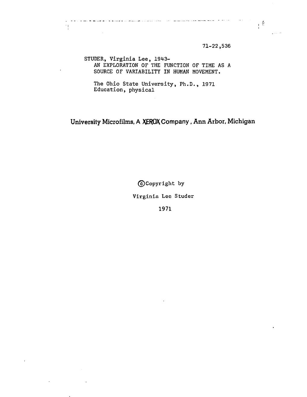 University Microfilms, a XEROX Company, Ann Arbor, Michigan