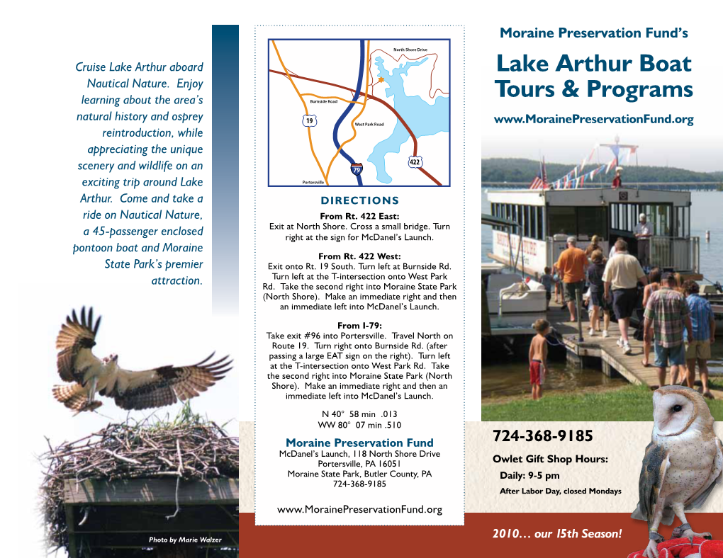 Lake Arthur Boat Tours & Programs