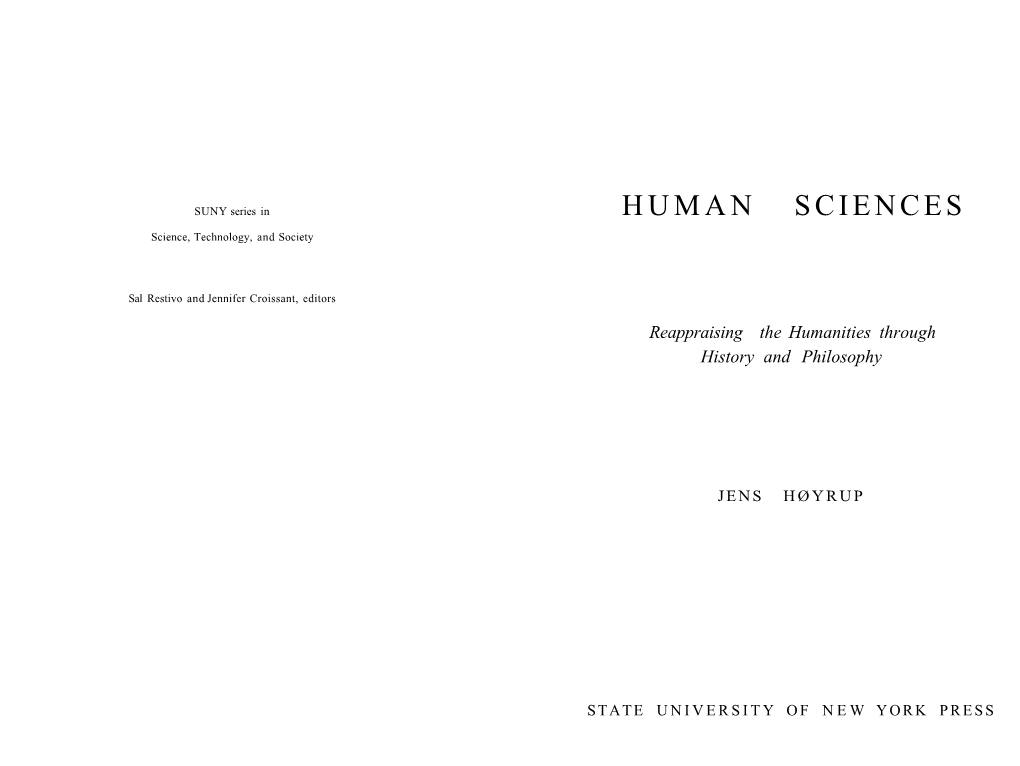 HUMAN SCIENCES Science, Technology, and Society