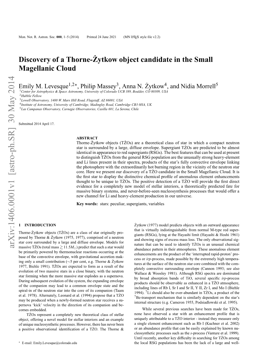 Arxiv:1406.0001V1 [Astro-Ph.SR] 30 May 2014 Umte 04Arl17