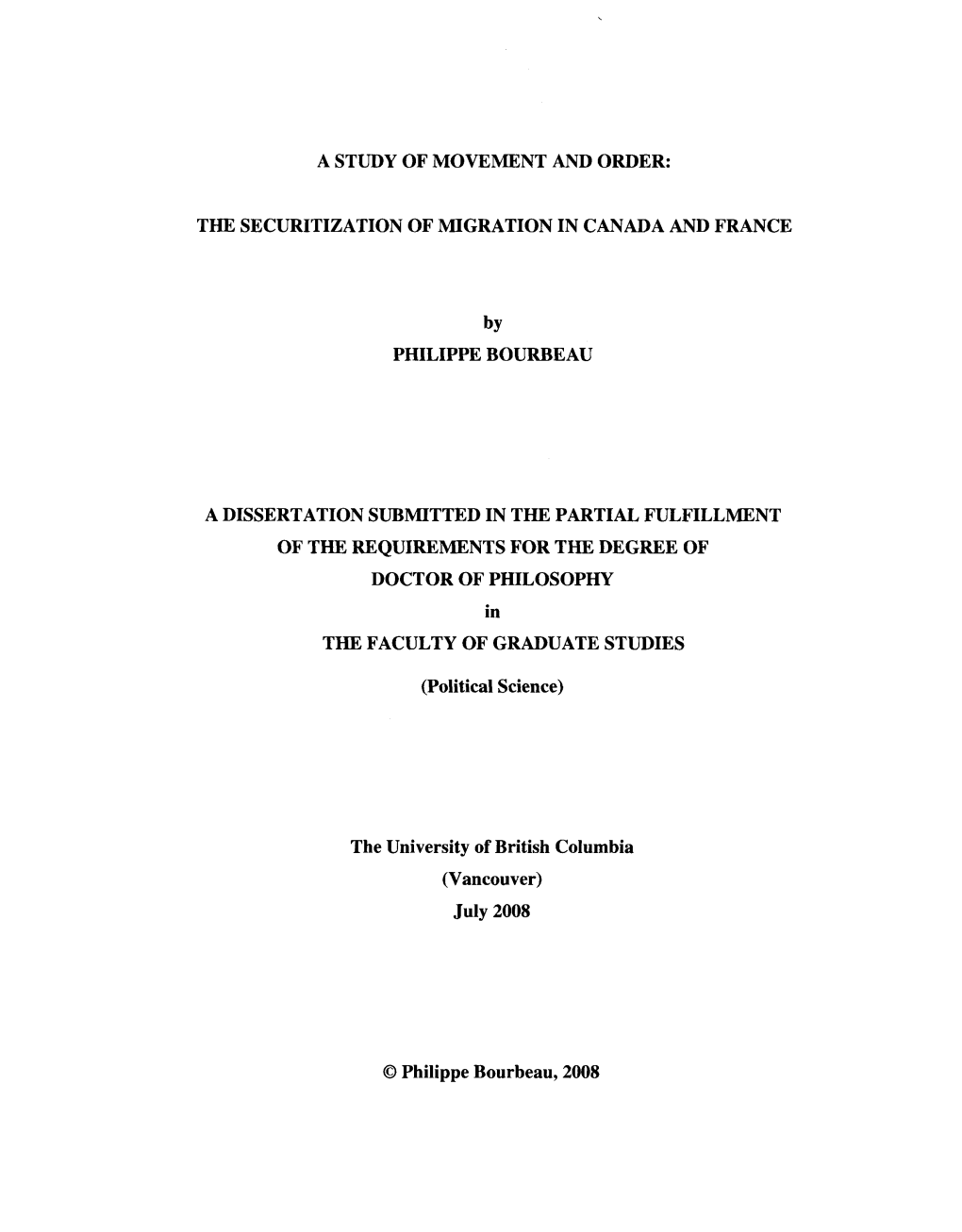 The Securitization of Migration in Canada and France