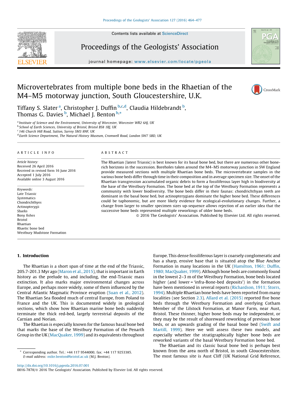 Microvertebrates from Multiple Bone Beds in the Rhaetian of the M4–M5 Motorway Junction, South Gloucestershire, U.K