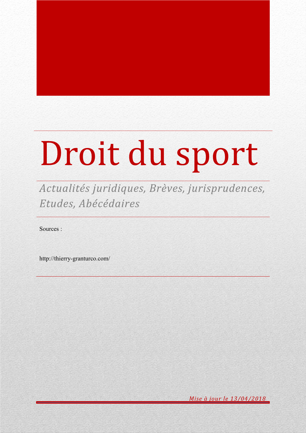 Droit Du Sport Actualités Juridiques, Brèves, Jurisprudences