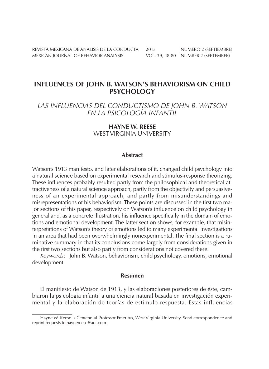 Influences of John B. Watson's Behaviorism on Child Psychology